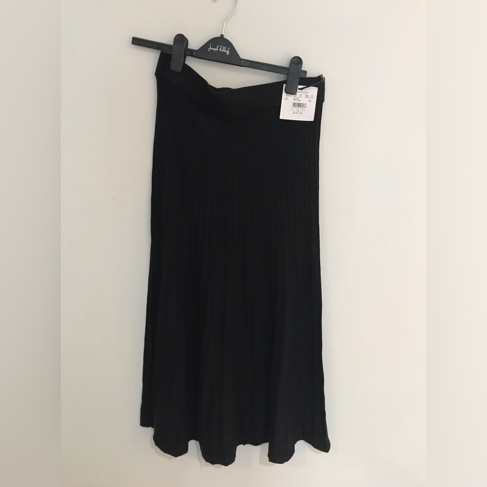 Black Pleated Midi Skirt